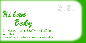 milan beky business card